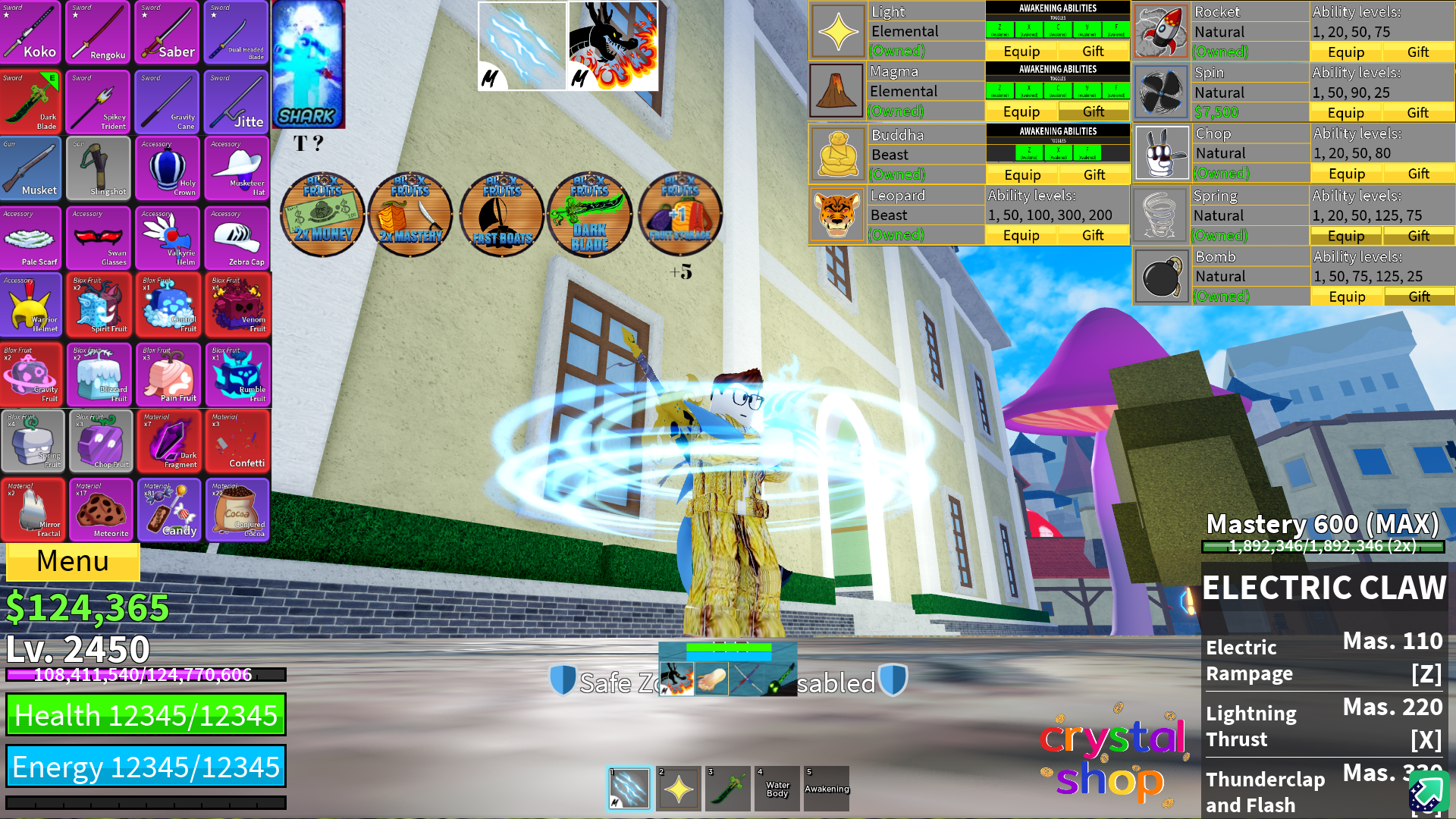 [Blox Fruits] Level 2450 | ผลเสือ+พระ+แม็กม่า+แสงถาวรสุ่มตื่น! | ปลาV4 สุ่มT1-10 | 4เกมพาส/+5ช่องผล | 2หมัด+มีหินดำ |ไอดีสะอาด